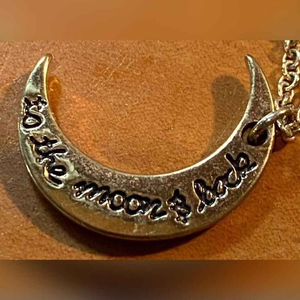 Silver Tone Crescent Moon Pendant Necklace To The Moon & Back 16” Gift Jewelry